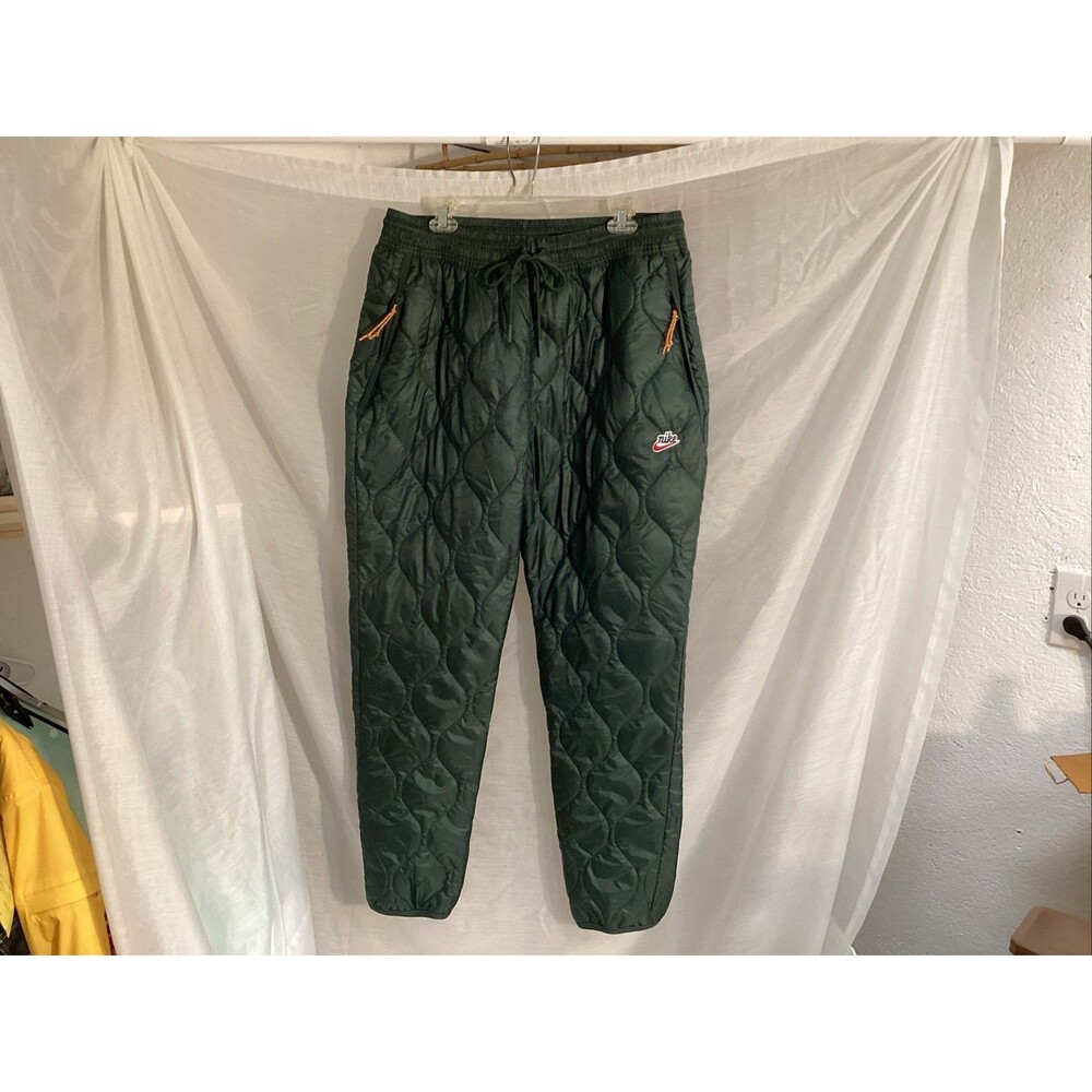 Nike jogger pants men’s XL green quilted drawstring zipper pockets (NWT)